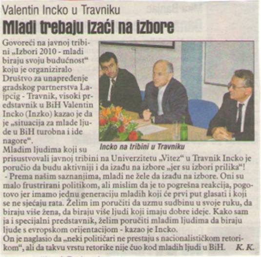 NJE Visoki predstavnik Valentin Inzko u Travniku